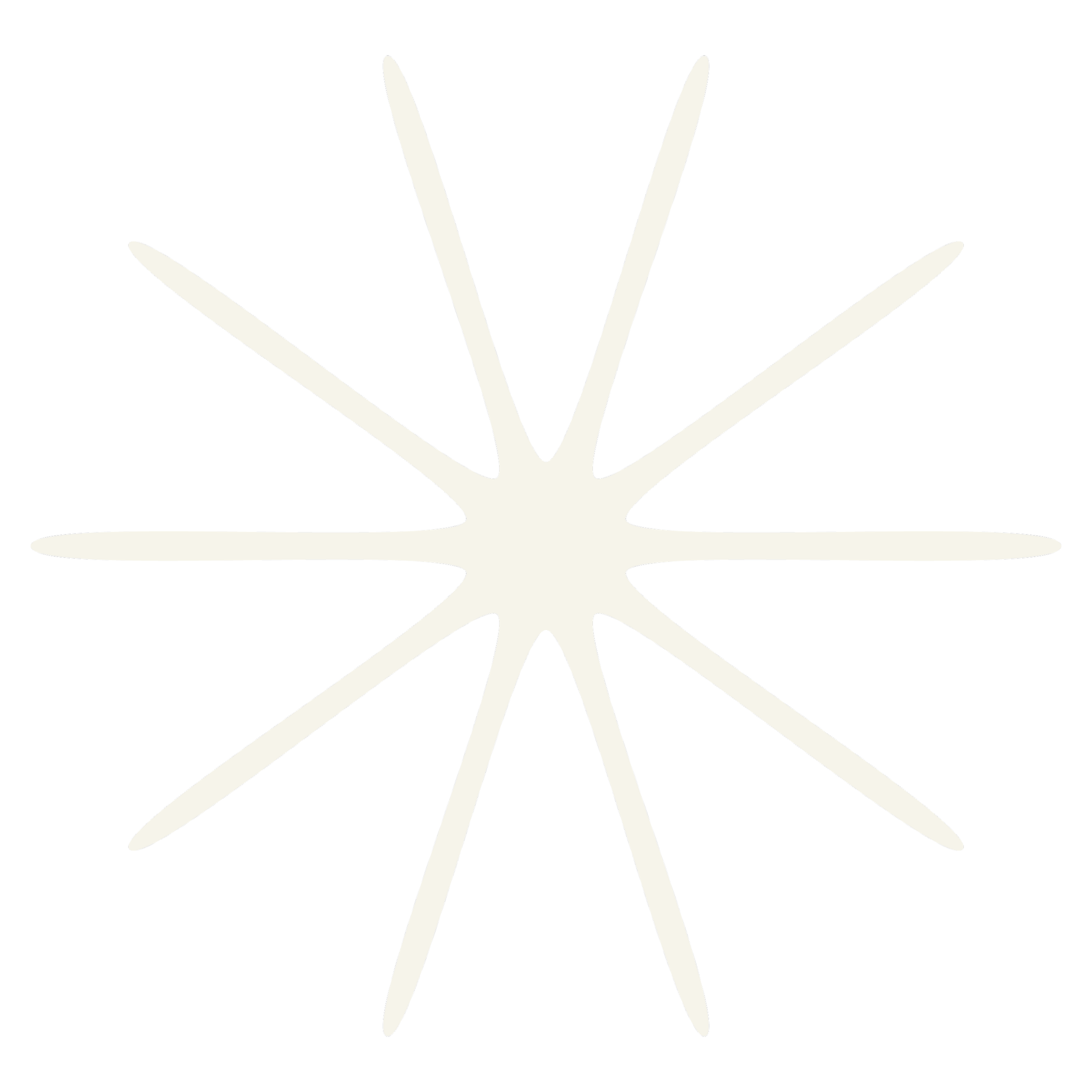White starburst design on a black background.