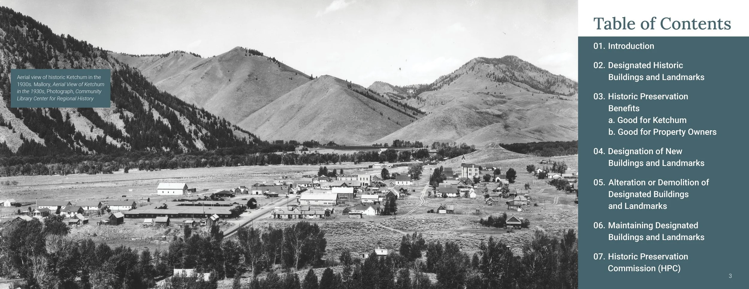 Historic black and white photograph of Ketchum, Idaho.