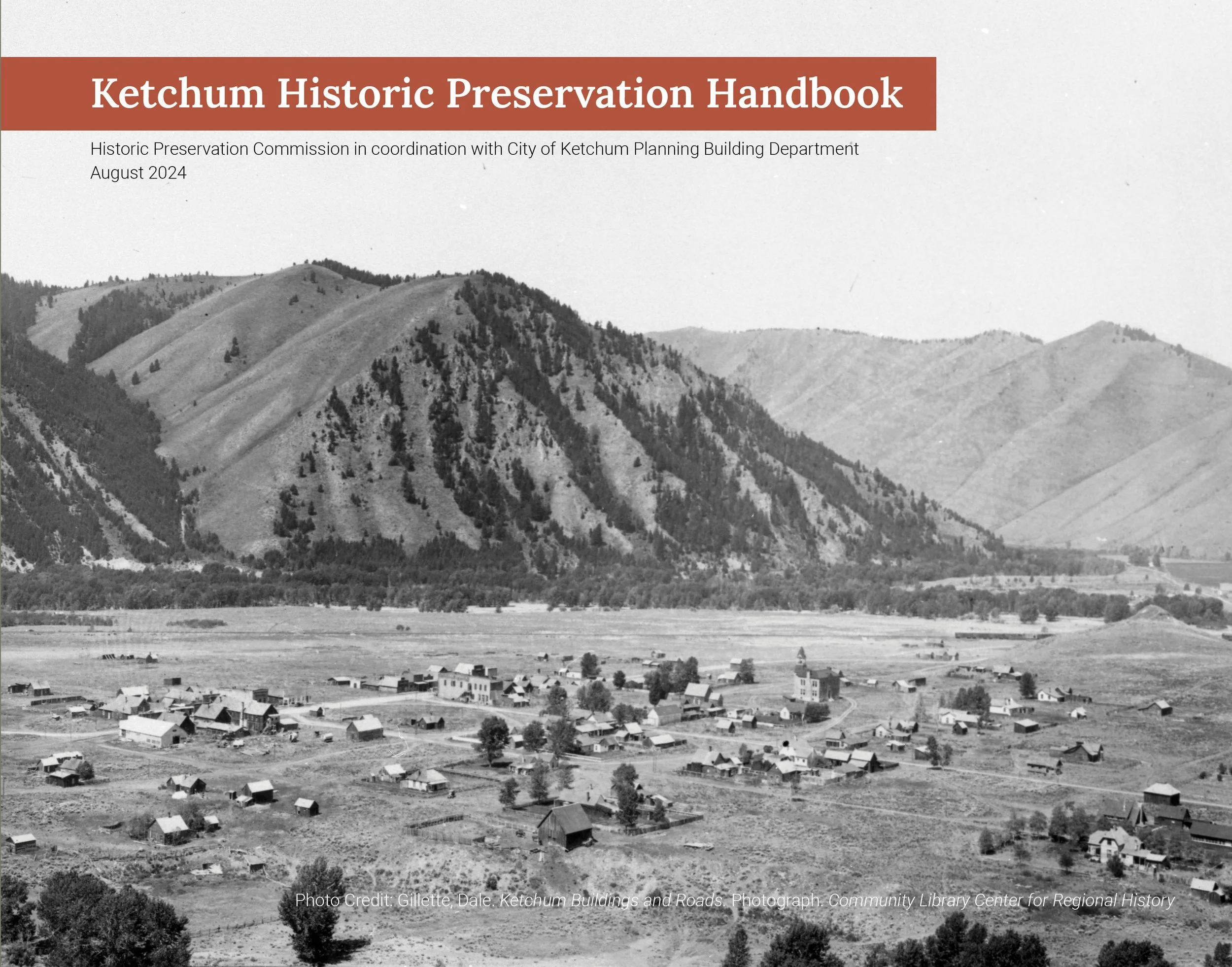 Historical black and white photograph of Ketchum, Idaho before major development.
