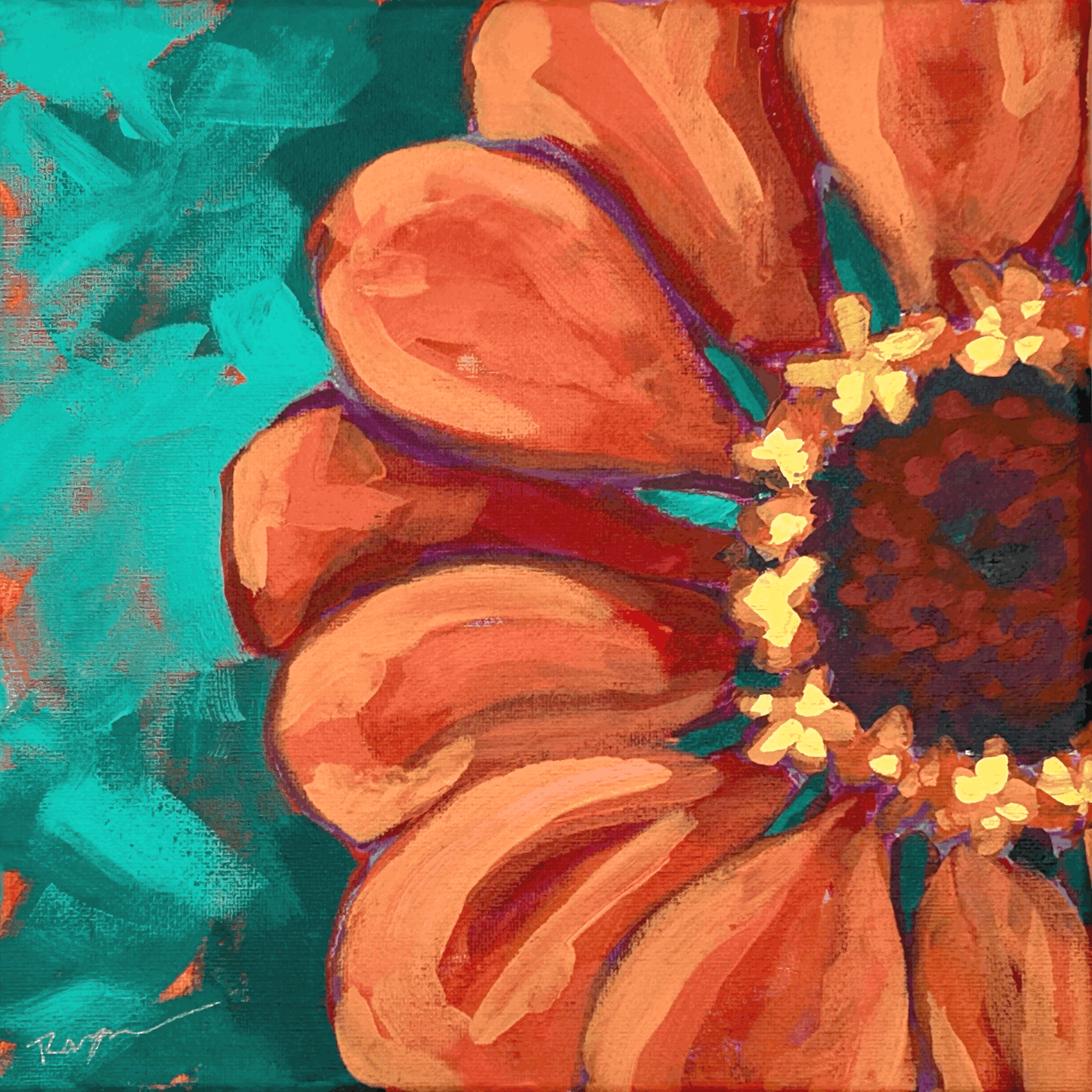 Zinnia Painting