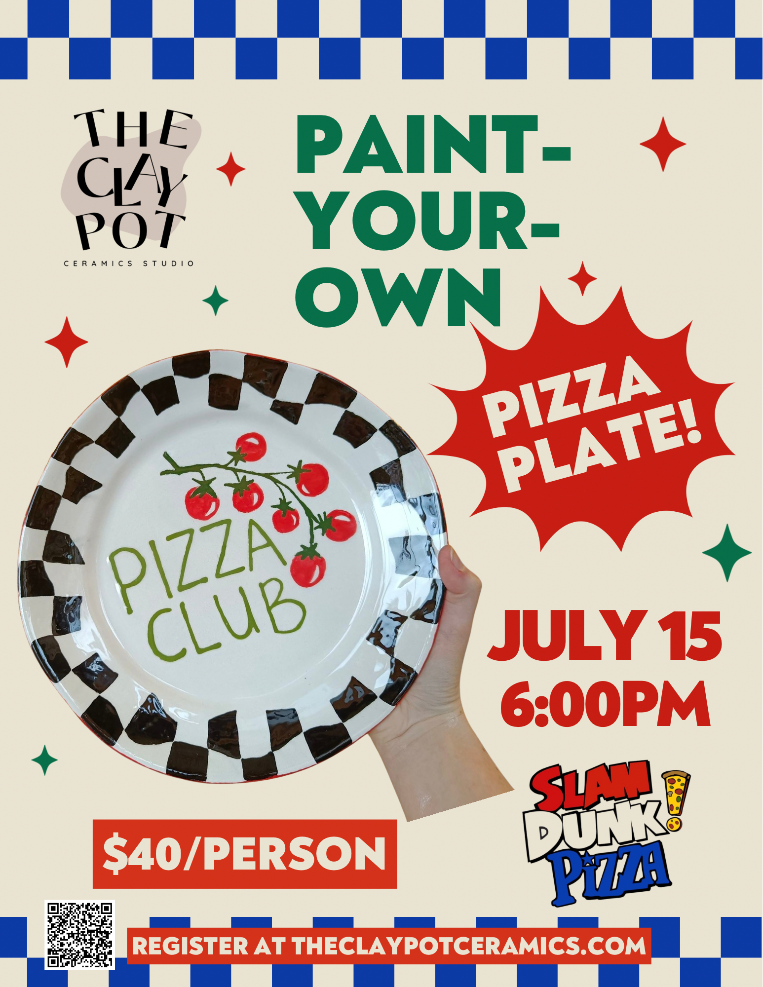 Green And Red Retro Illustrative Pizza Party Flyer.png