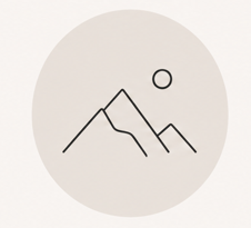 Line icon of a mountain with a small sun or circle above, symbolizing achievement, pressure, and striving.
