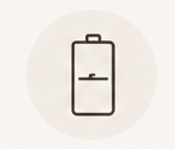 Line icon of a battery, representing energy levels, burnout, and stress management.