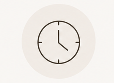 Line icon of a clock, representing flexible pacing and timing of therapy based on individual needs.