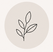 Simple line icon of a plant with leaves, symbolizing emotional growth and low mood recovery.