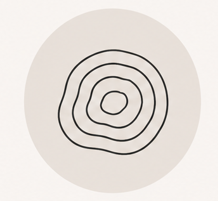 Concentric, uneven circles in a line style, representing repetitive or looping thoughts.