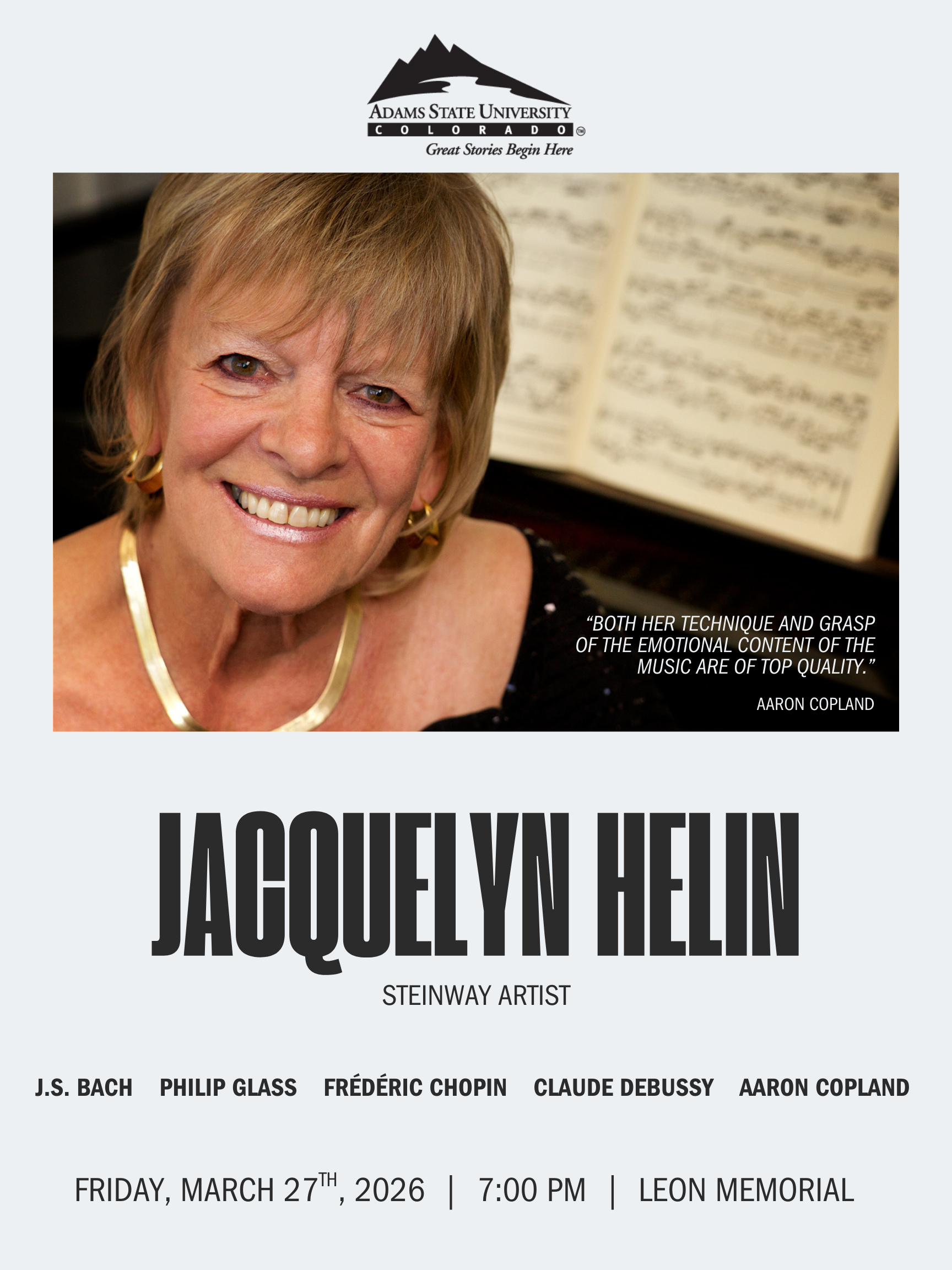 Jacquelyn Helin, Steinway Artist