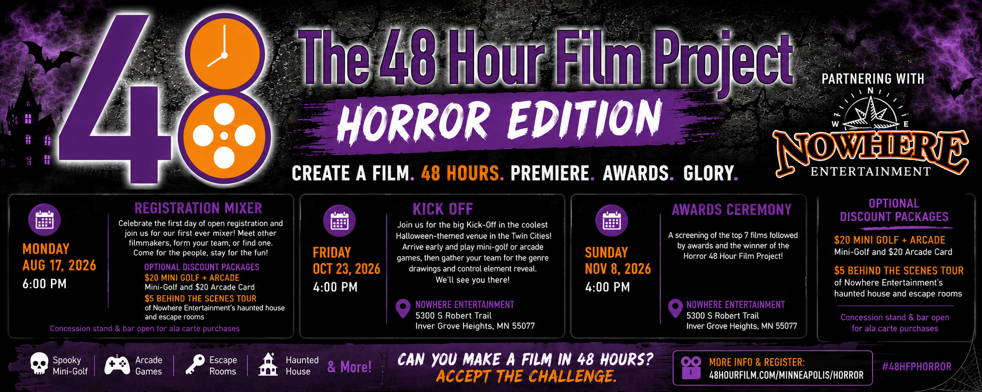 The Minneapolis 48 Hour Film Project: Horror Edition Is Coming to Nowhere Entertainment🎬