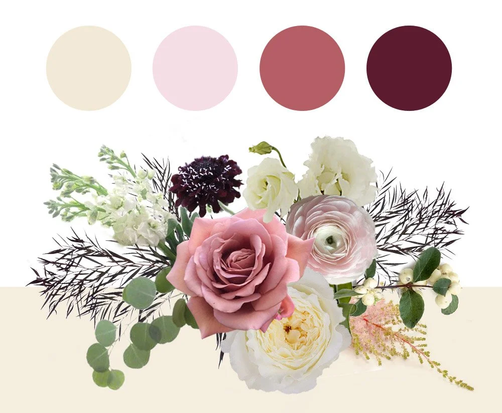 Winter Wedding Inspiration: Cream, Blush, Dusty Rose & Red Wine