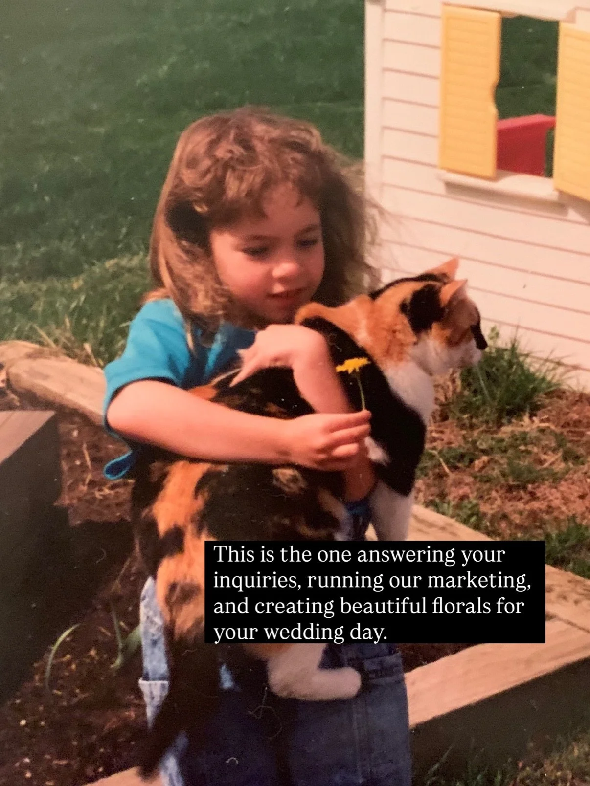 Just a couple of grown up kids living the flower life. We also create proposals, make floral recipes, sketch installation designs, map out mechanics, place flower orders, clean tons of buckets, prep loads of flowers for design work, diligently care f