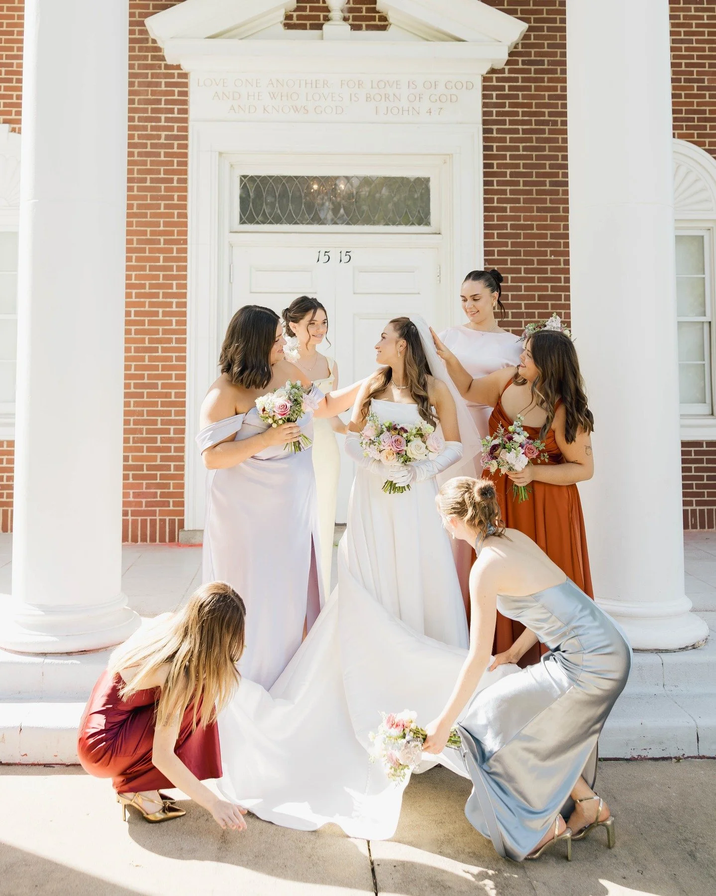 There's something so special about bridesmaid photos. Friendship. Sisterhood. Glam. And it's always a blast to see how the flowers and the fashion mesh together after so much time dreaming and planning. We loved that this October wedding leaned more 