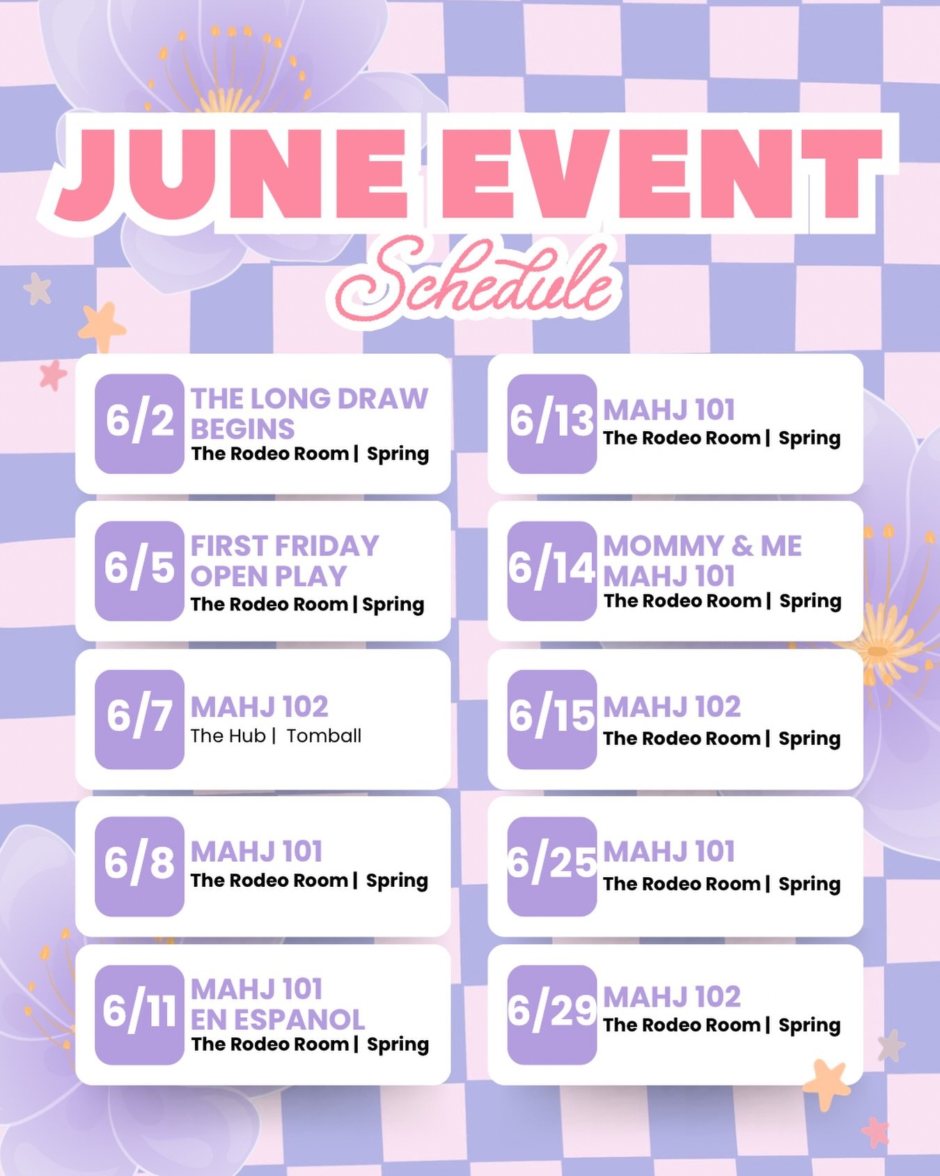 Things are *heating* up at Mahjong Rodeo! We&rsquo;ve got something for everyone this month! Grab your spot at mahjongrodeo.com! We can&rsquo;t wait to welcome you! 

#mahj #mahjong #mahjongg #thewoodlandstx