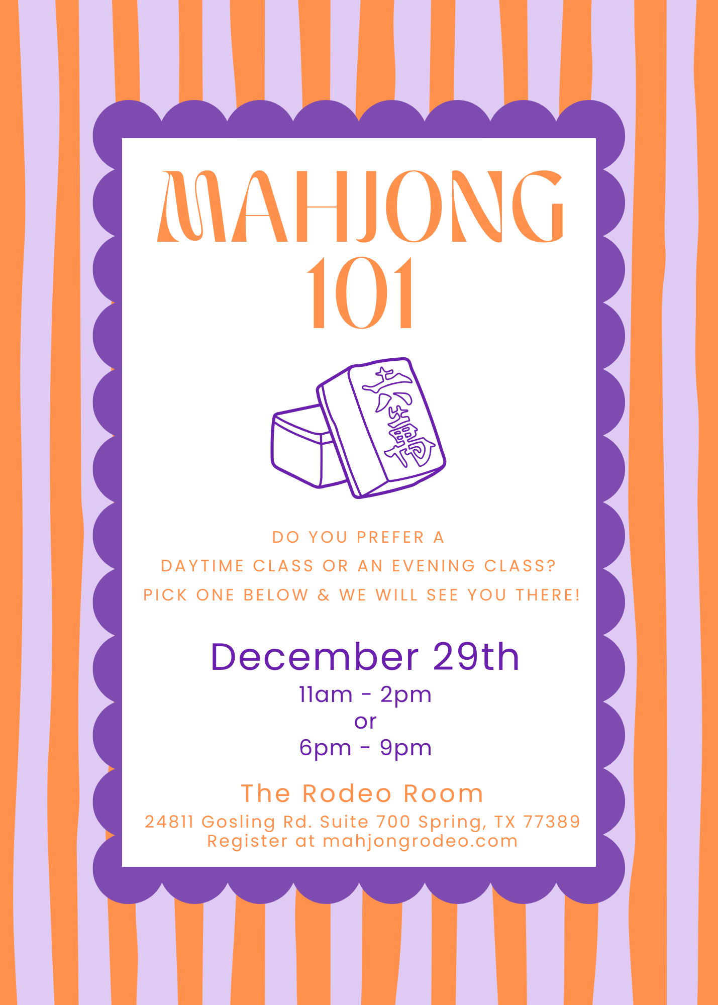 Dec 29 - Mahjong 101 for Beginners - THE RODEO ROOM
