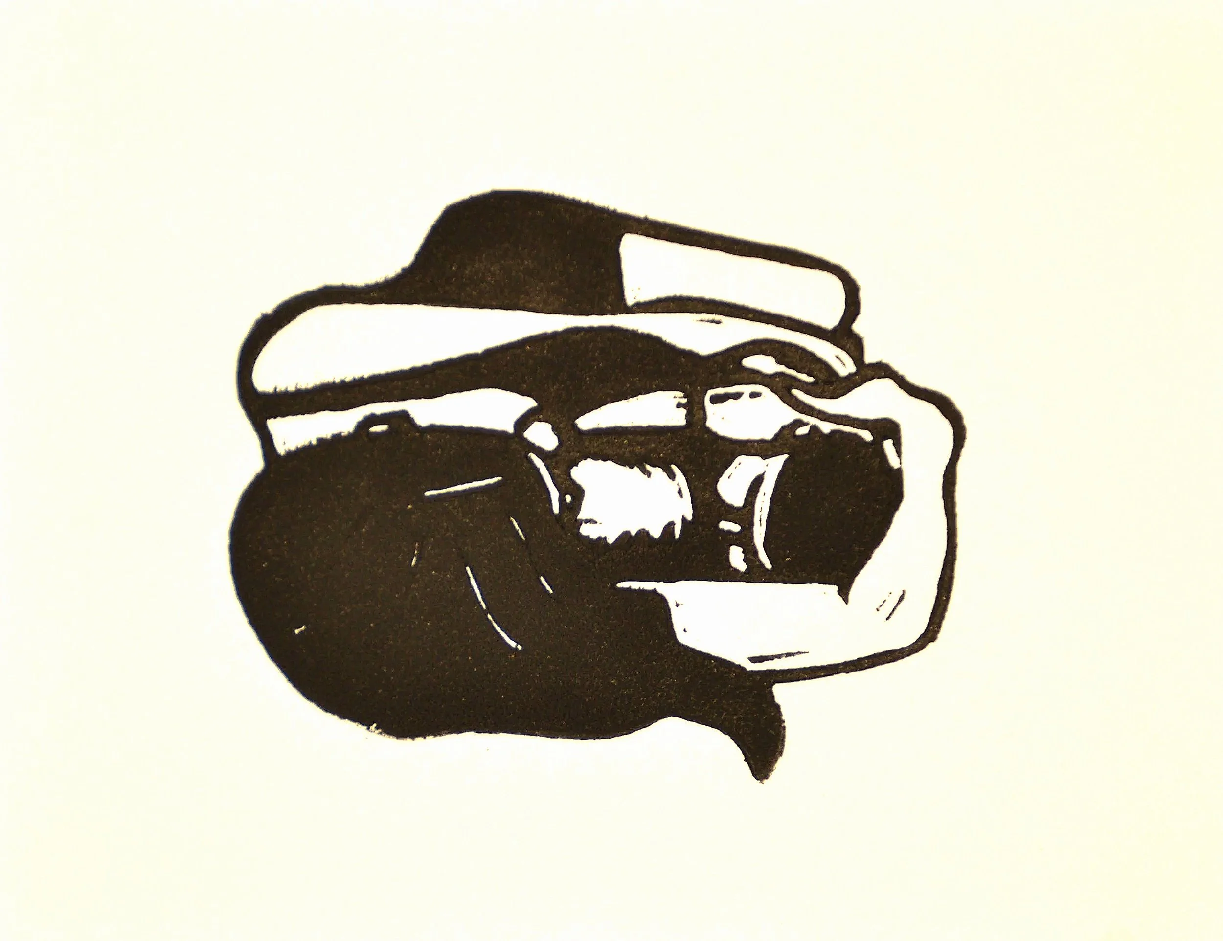 Entangled, linoleum block print, 4 x 6