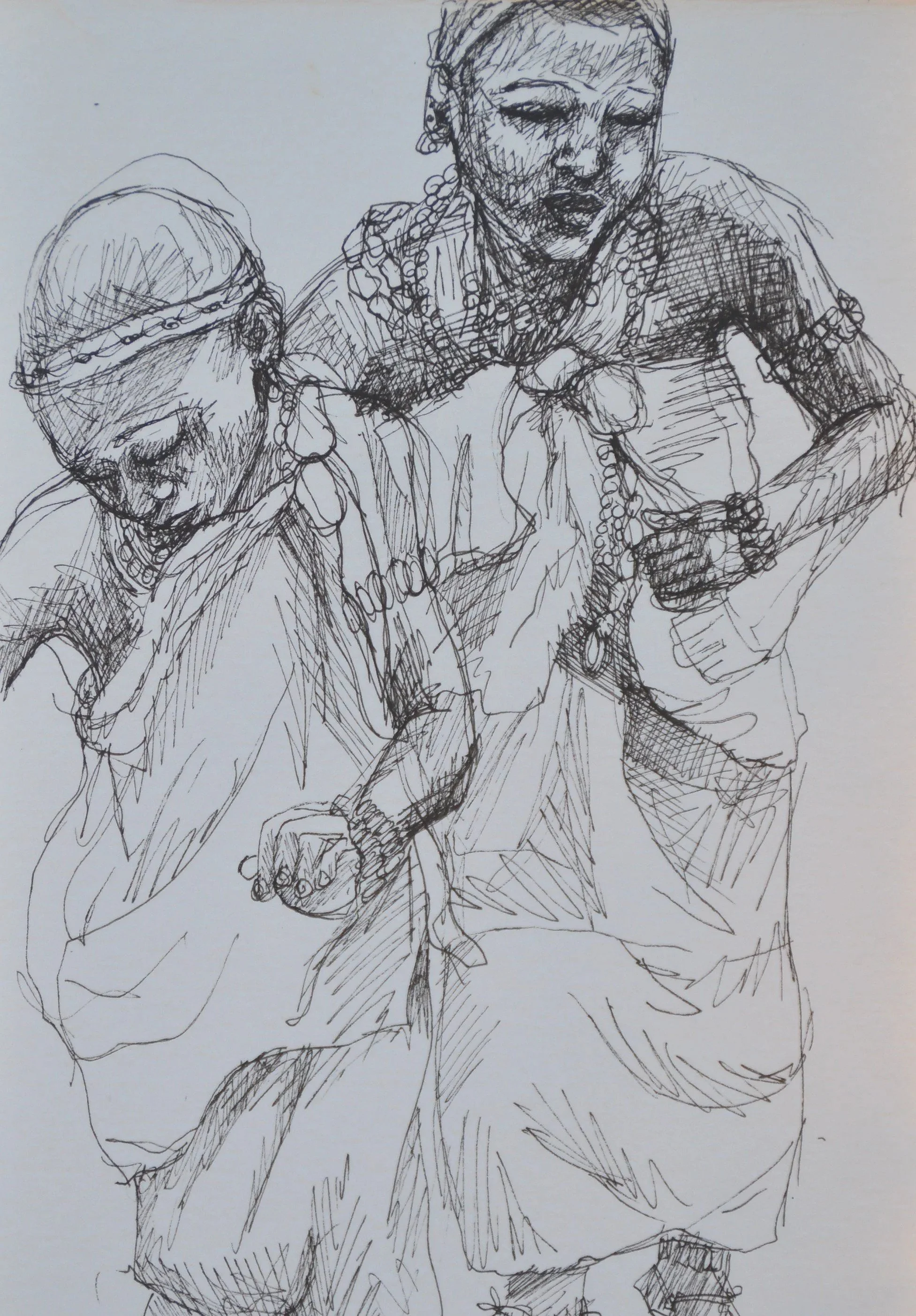 Voodoo Dancers, ink on paper, 5 x 7 