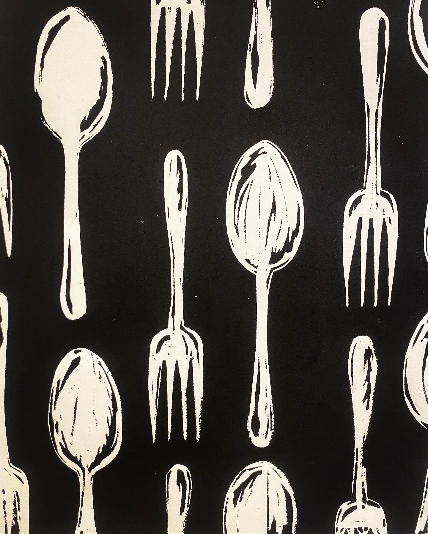 Fork + Spoon 2, Wautoma Springs Winery, 2021
linoleum block print, ,12 x 9