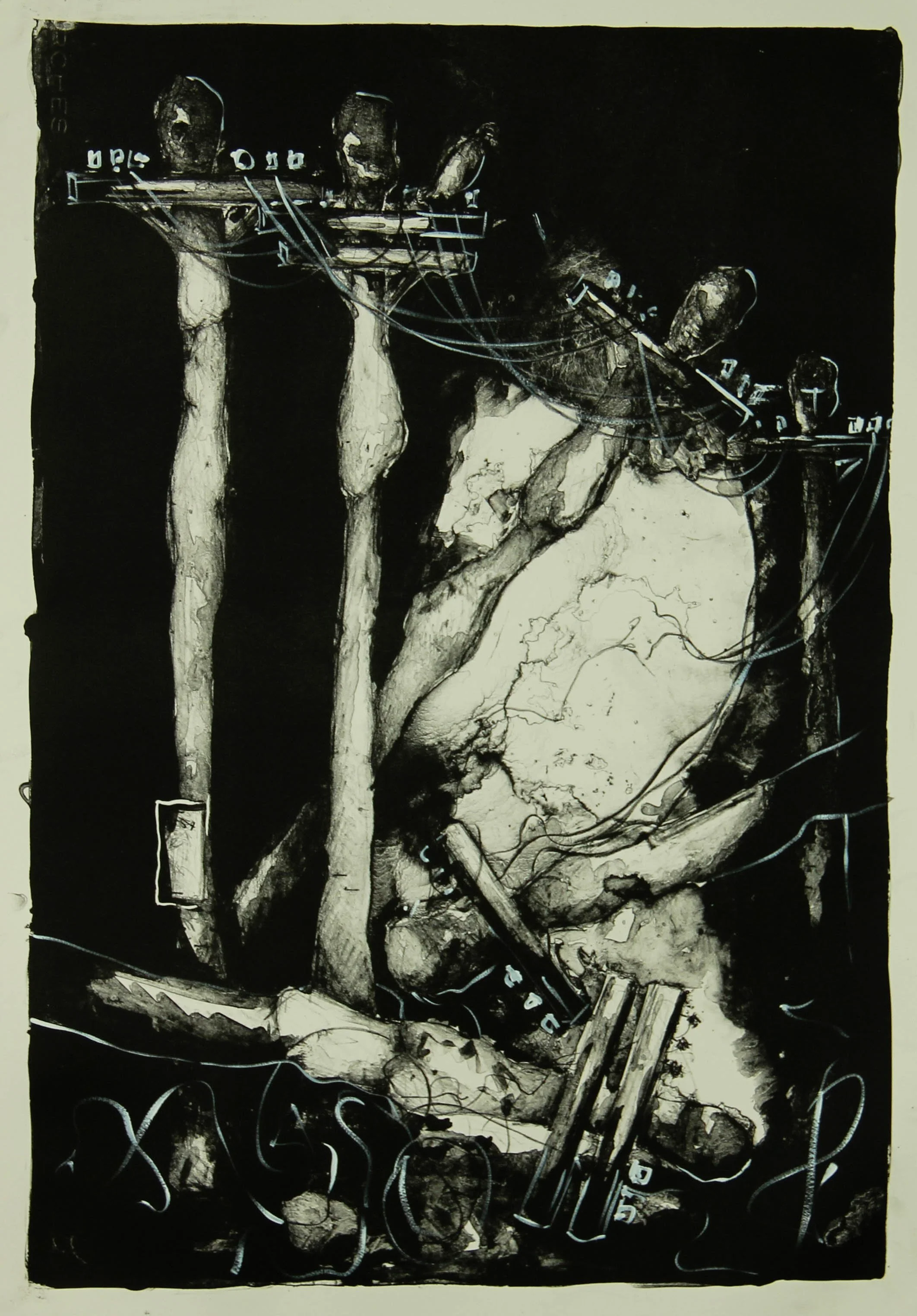 Family Portrait, lithograph and gouache, 19 x 26