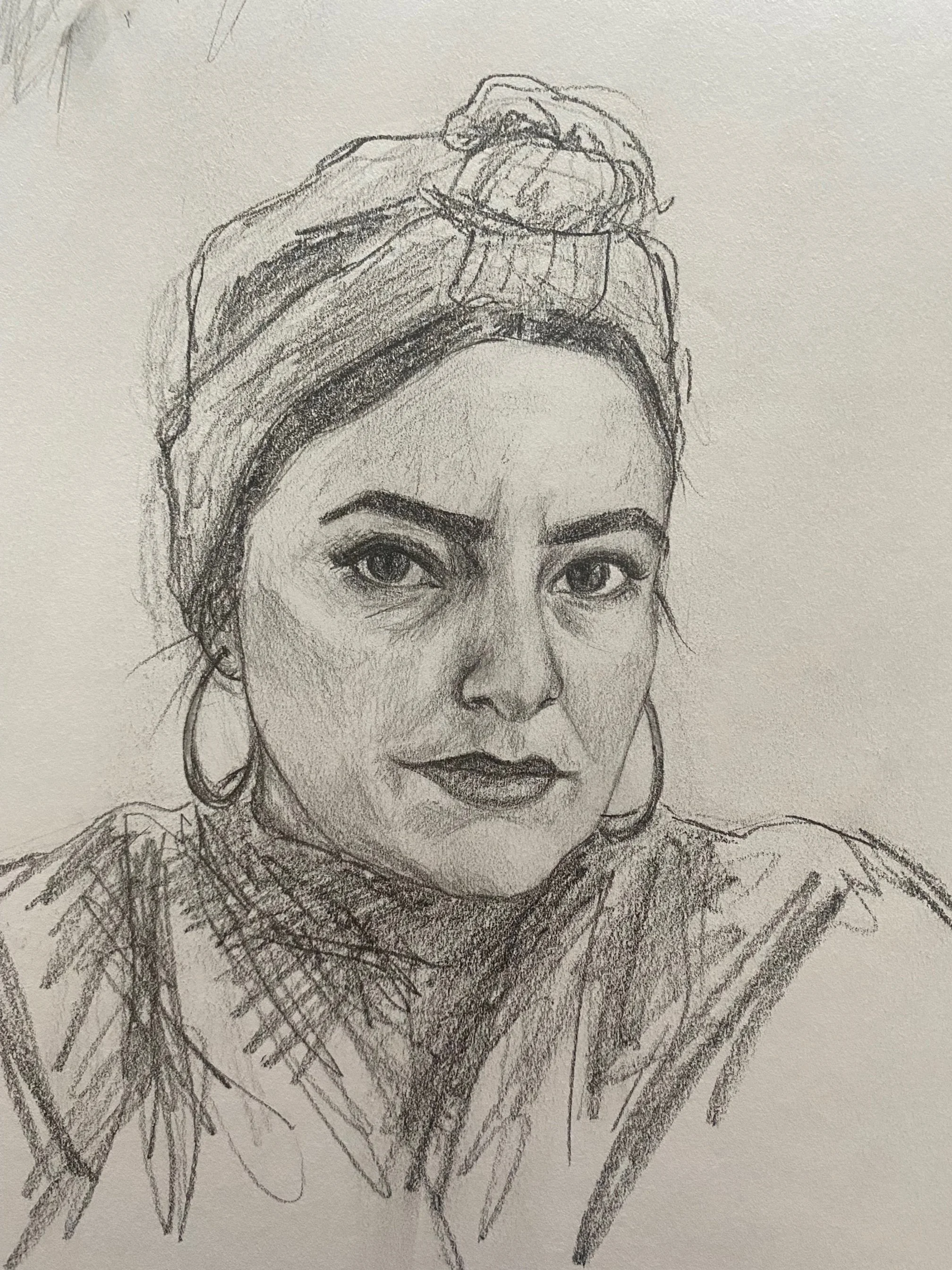 Frida Vibes, graphite, 9 x 12