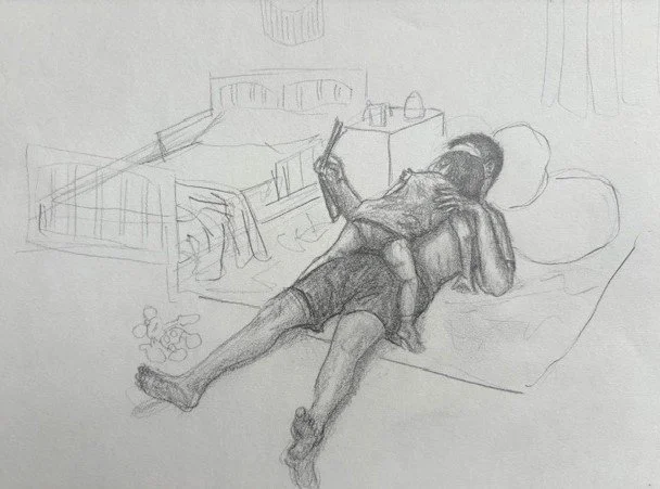 Bedtime Routine, graphite, 9 x 12