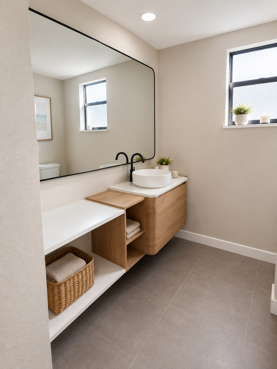 Newly renovated hall bathroom with tub. 