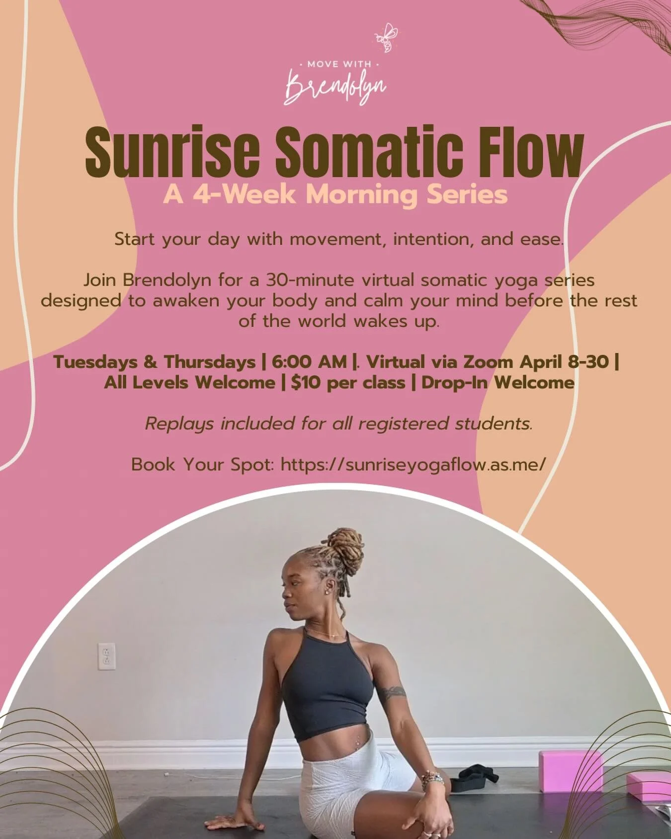 Something new is coming and I&rsquo;m so excited to share it with you ☀️🌸

I&rsquo;m launching Sunrise Somatic Flow, a gentle 30-minute, 4-week virtual yoga series designed to help you wake up slowly, move with intention, and start your day from a p