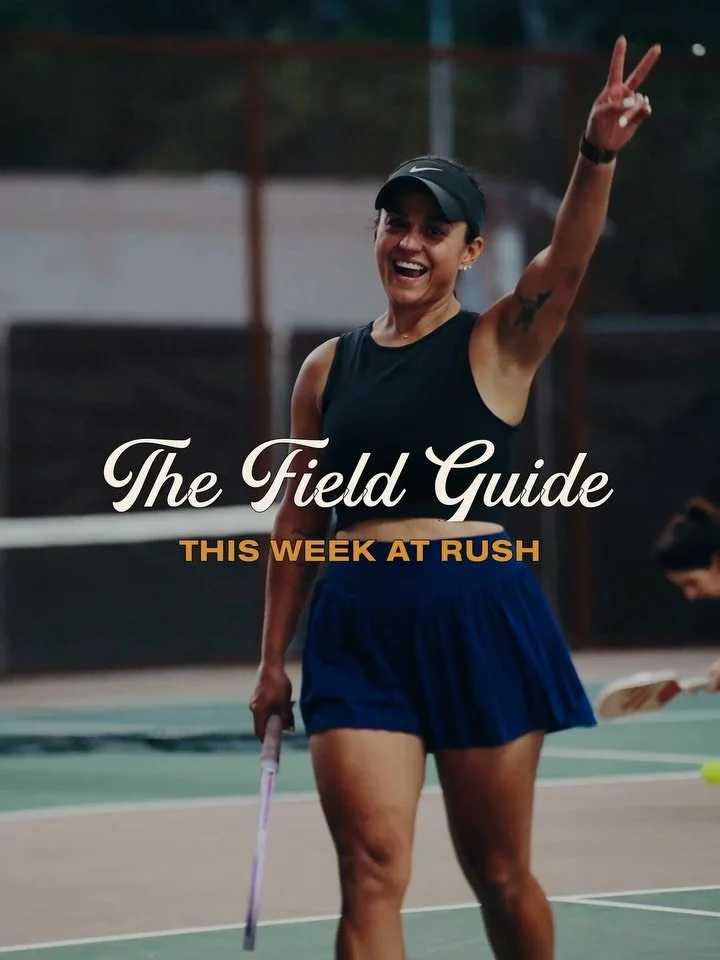 This week at Rush 🔥 ⬇️ 

Get into the feeling 🕺 

🌳 Wednesday 6-8 pm - Rush Academy (Open Access)

🌳 Thursday 6-8 pm - Summit + Ranger Play (Invite Only)

🌳 Friday 7-10 pm - Rush Hour (Members Only)

🌳 Saturday 10-12 am - Open Grounds (Open Acc