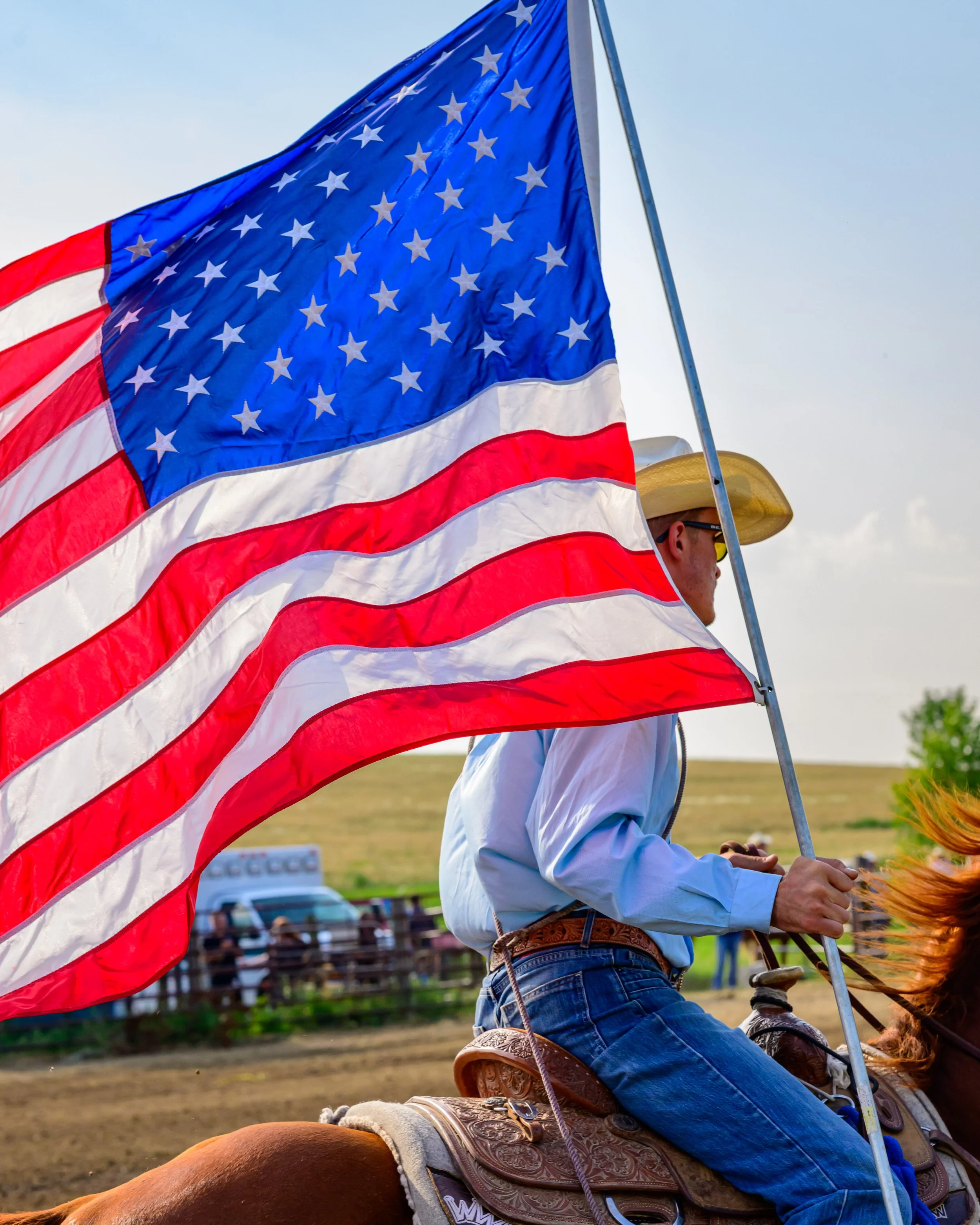 The U.S. Colors being presented at the Max rodeo.