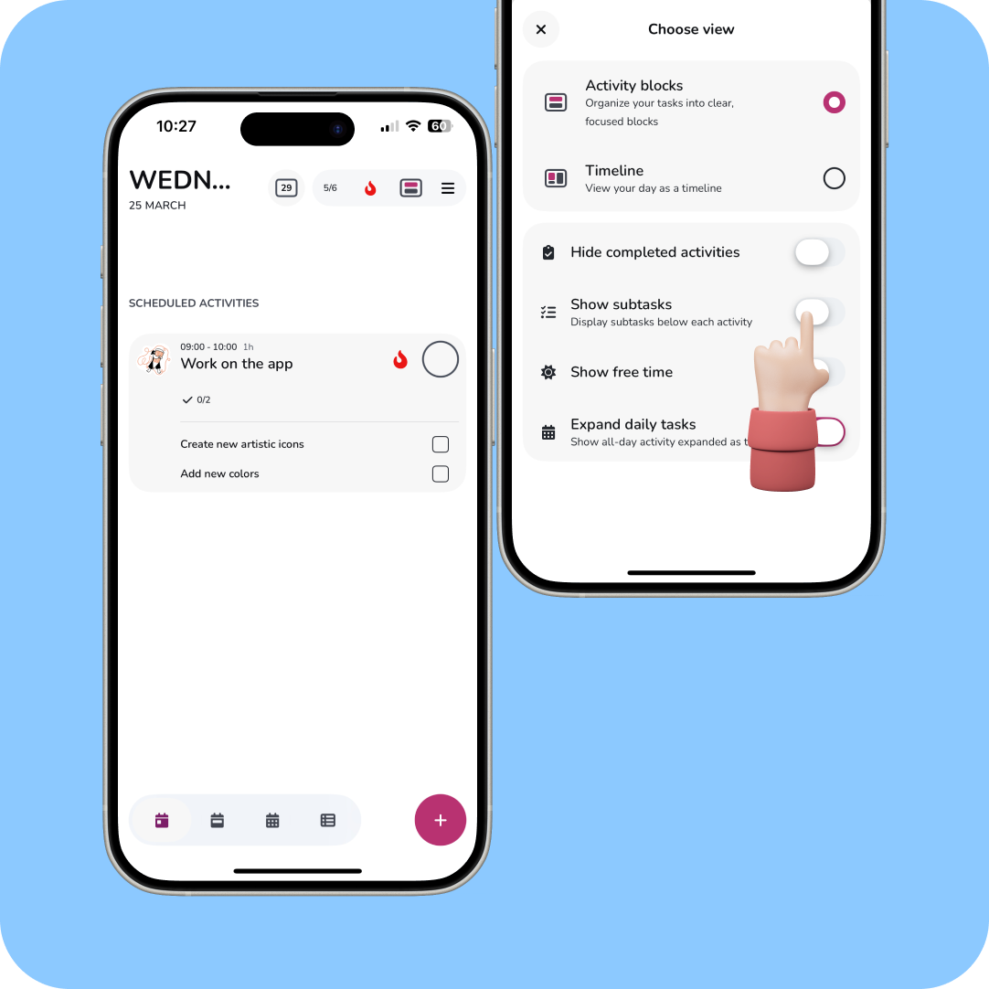 View subtasks at a glance