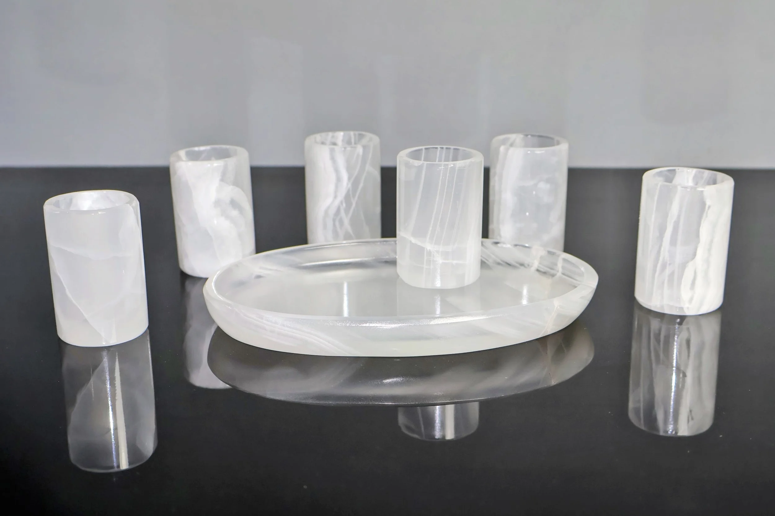 white onyx shot glass set of 6