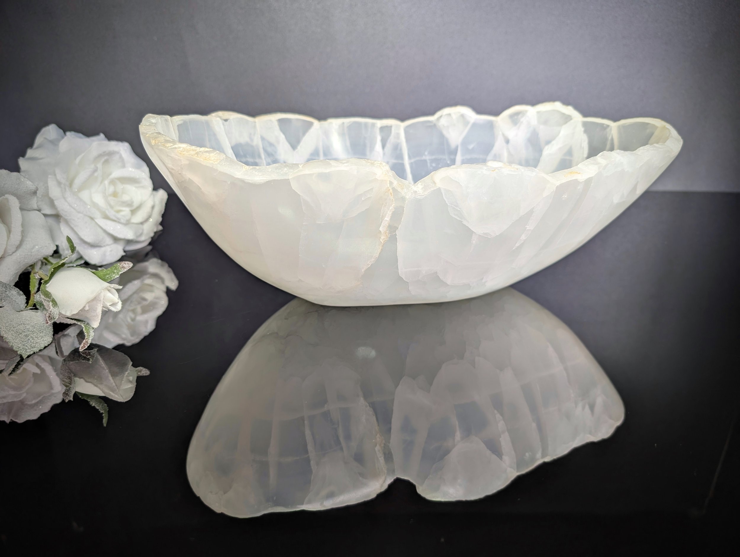 white translucent onyx bowl