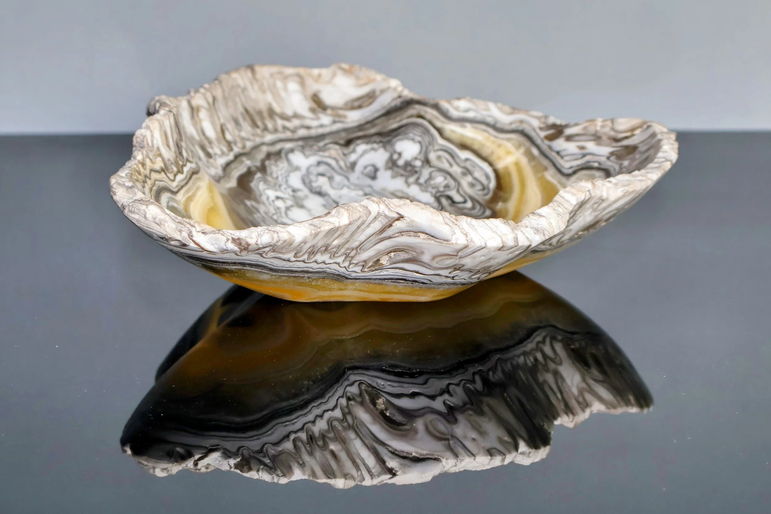 raw edge zebra onyx bowl