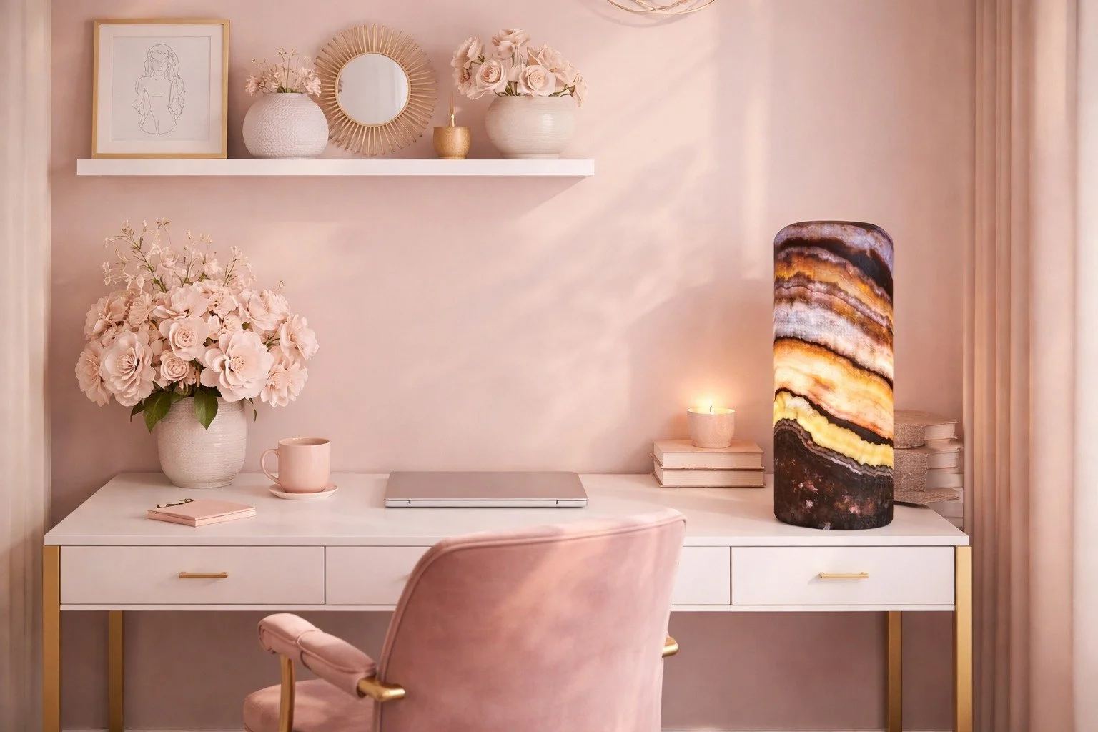 Extraordinary Stone Lamp Handmade from Genuine Mexican Onyx