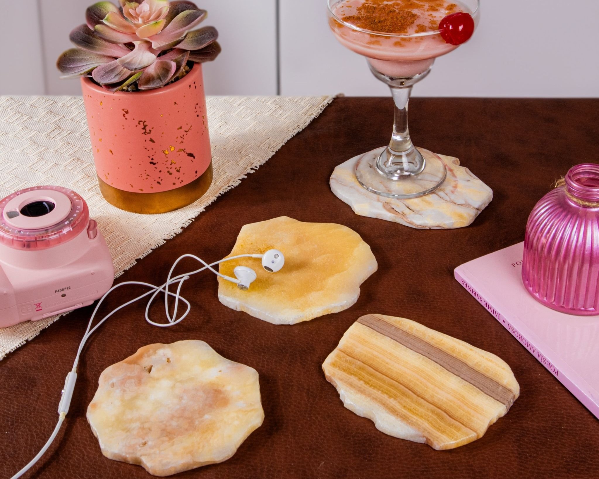 orange onyx coasters