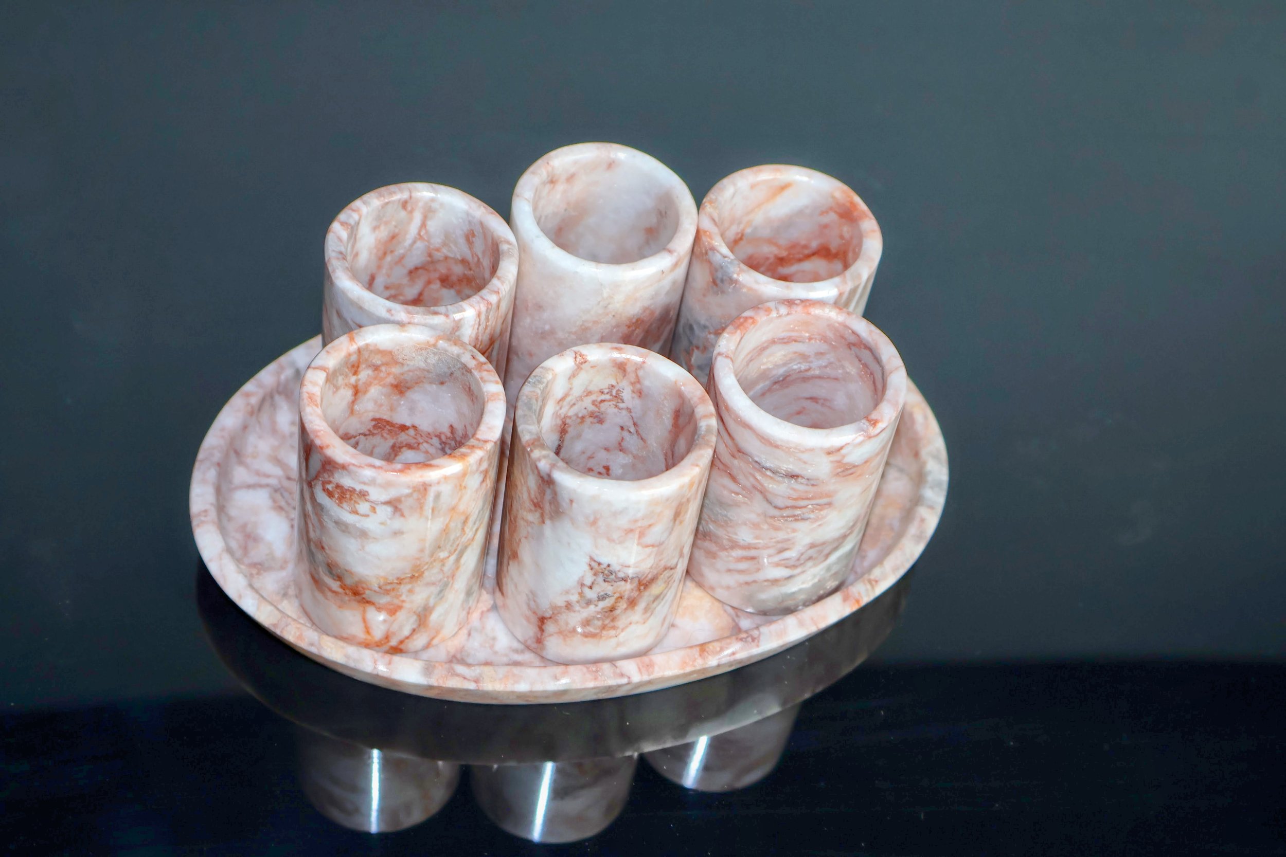Pink Marble shot glass set of 6