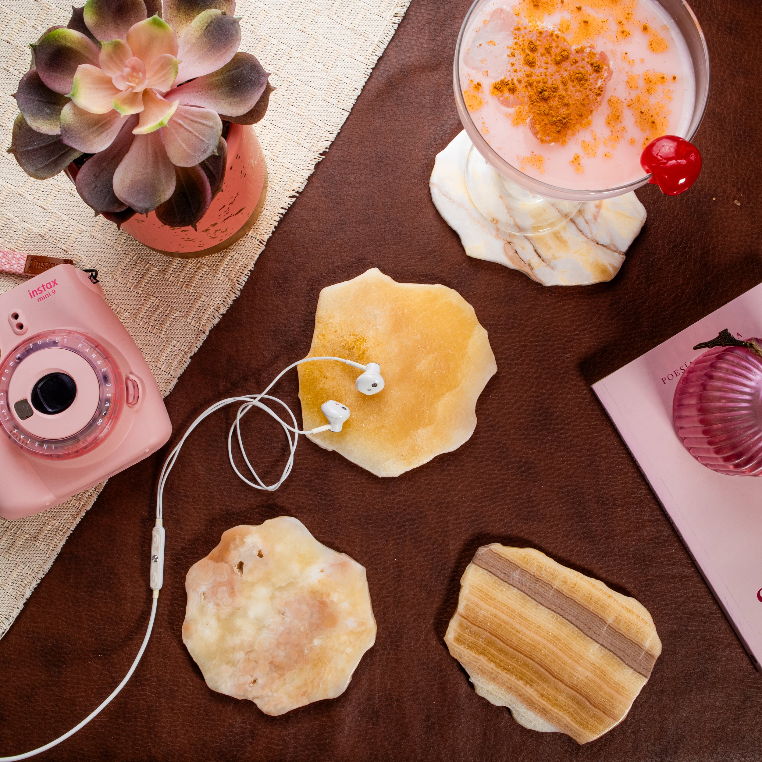 orange onyx coasters