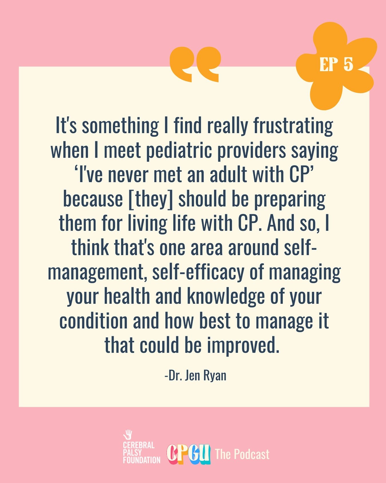 🎧 Listen to Cerebral Palsy Grows Up: The Podcast where ever you stream your audio! 

In episode five, our host @lexi_orban chats with adult CP research experts Dr. Jen Ryan and Dr. Mark Peterson about our clinical practice guidelines, how they got i