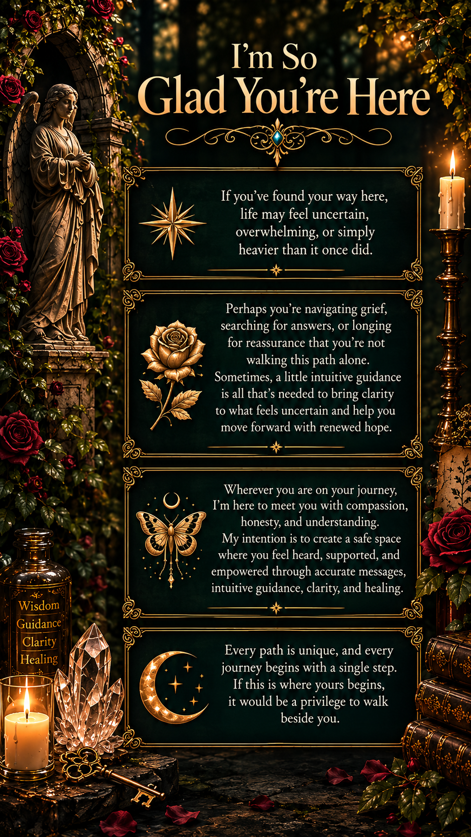 Spiritual guidance reflecting Rachele's approach to intuition, healing, personal growth and connection