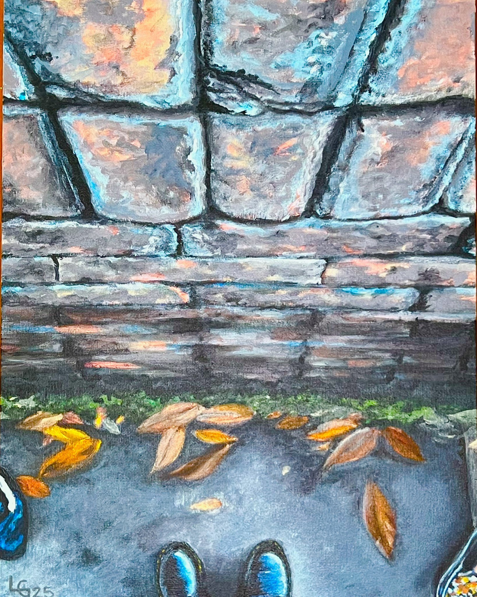 🍂 SOLD! Underfoot: Autumn’s Boroughs has found its forever home. This piece captured a quiet moment of transition—fallen leaves, growing clovers, worn shoes—where life and decay held hands on a brick-lined path in Savannah.
No pri