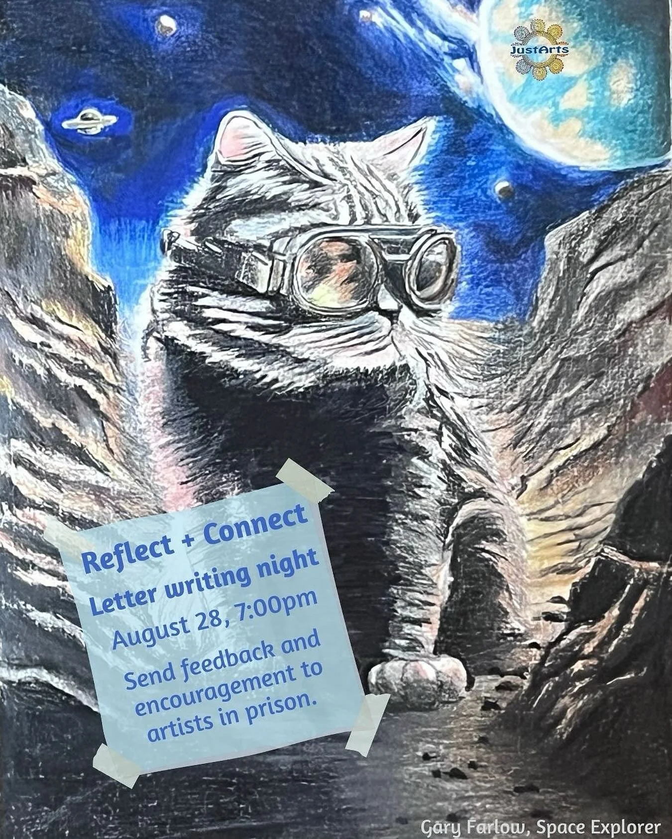 💌 At our monthly Reflect + Connect gatherings we explore and discuss works in our gallery by artists who are incarcerated, then share our reflections and feedback with the artists through letter writing. We reach out to offer connection, validation,