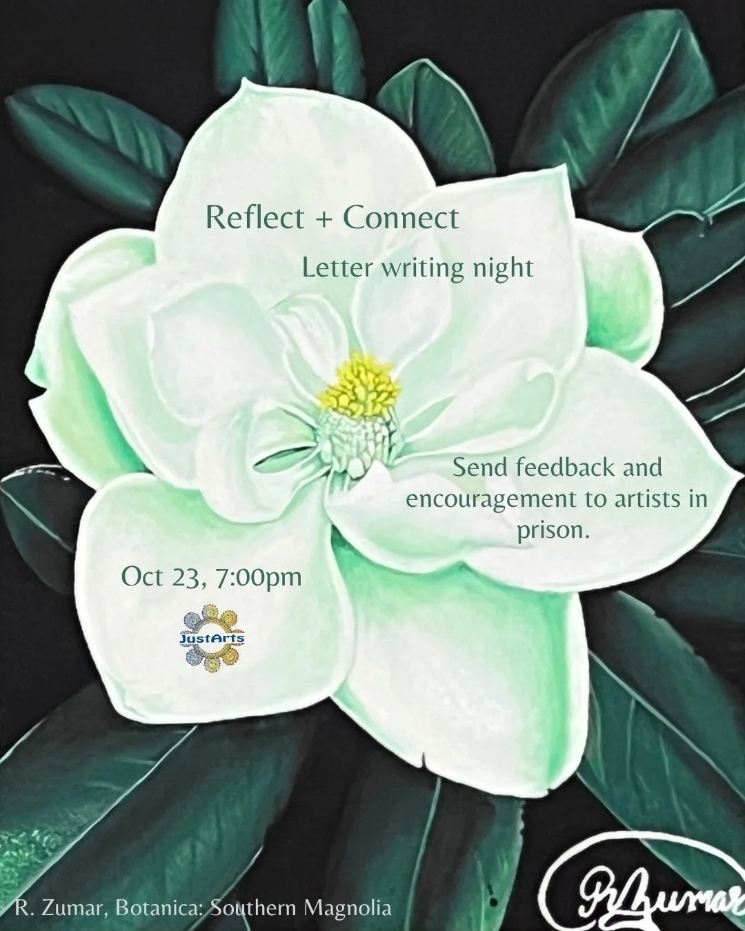 ๐ At our monthly Reflect + Connect gatherings we spend time exploring and discussing works by artists who are incarcerated, then share our reflections and feedback with the artists through letter writing. We reach out in connection, validation, and
