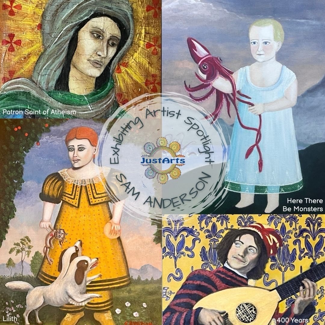 🎨 Sam Anderson works primarily in acrylic and mixed media, integrating found materials into his paintings to contribute to their rich texture. Sam writes, &ldquo;I&rsquo;m using painting as a therapy, and usually what results is nothing like I inten