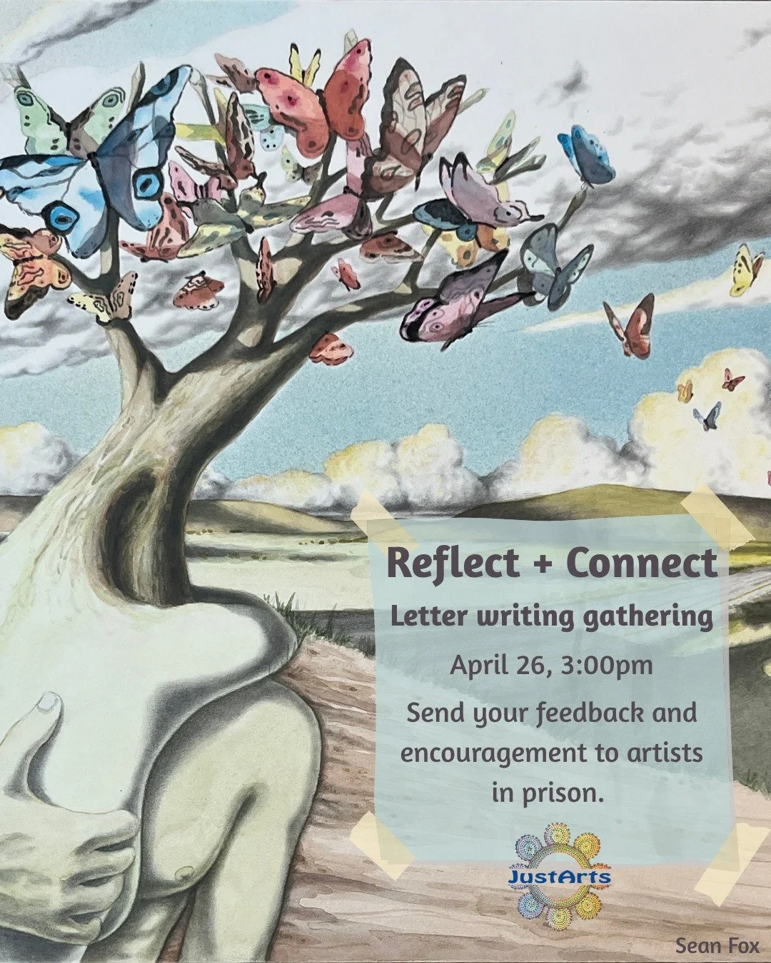 Schedule update! Our Reflect + Connect letter writing gatherings will now be held on the 4th Sunday of the month, in tandem with @scissortail_abc letter writing to political prisoners! Join us this Sunday between 3:00 and 4:30, then stick around for 