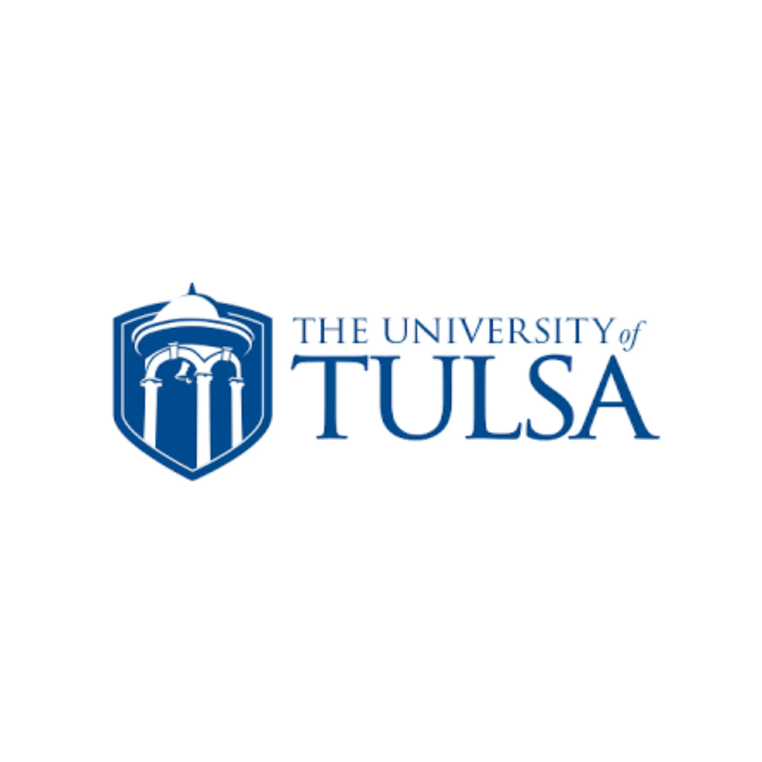 Logo of the University of Tulsa featuring a shield with columns and a dome, with the text "The University of Tulsa" in blue.