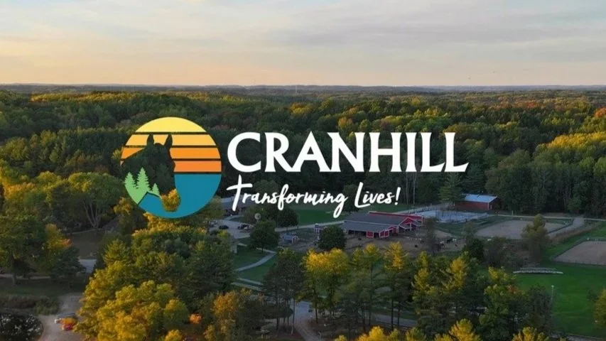 CranHill Ranch logo over ariel view of camp