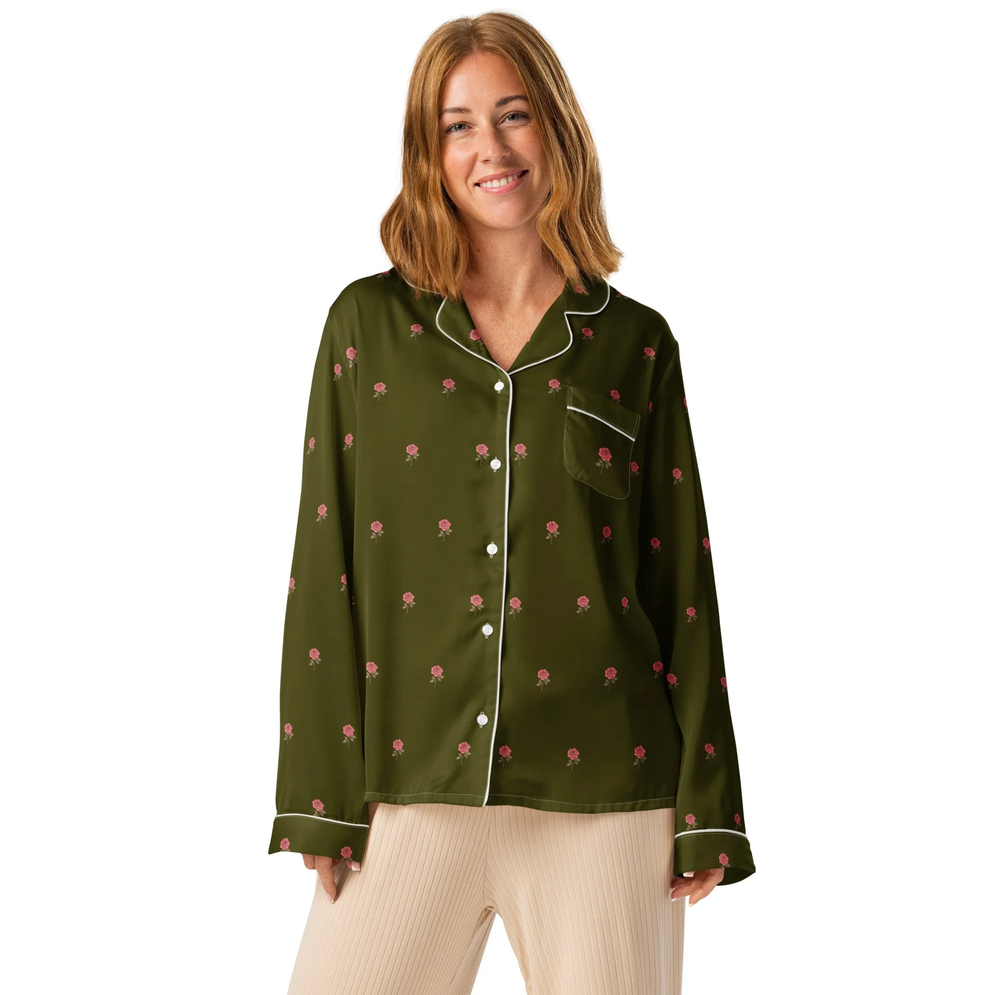 Sleeping Beauty Forest Green Long Sleeve Pajama Top