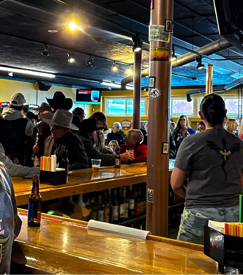 Crowd at the Last Chance Ranch Steakhouse and Saloon in Halliday, ND