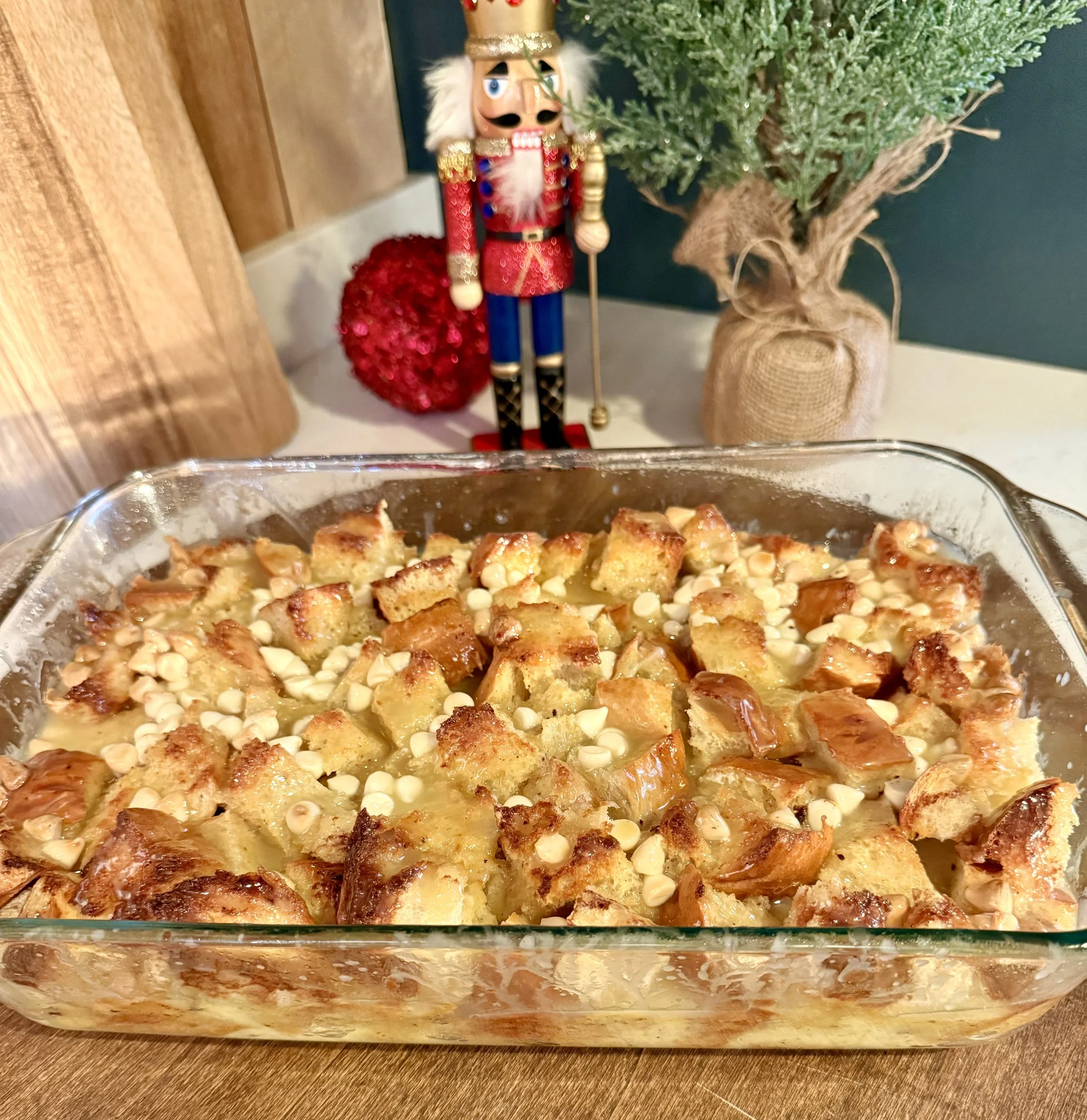 Eggnog bread pudding with holiday rum sauce is a perfect, unexpected twist on a Holiday classic!