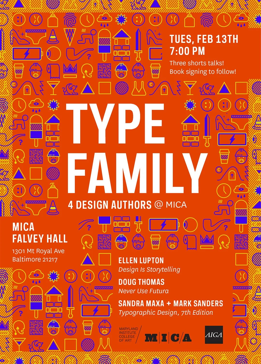 Poster for TYPE FAMILY: 4 Design Authors @ MICA (2018)