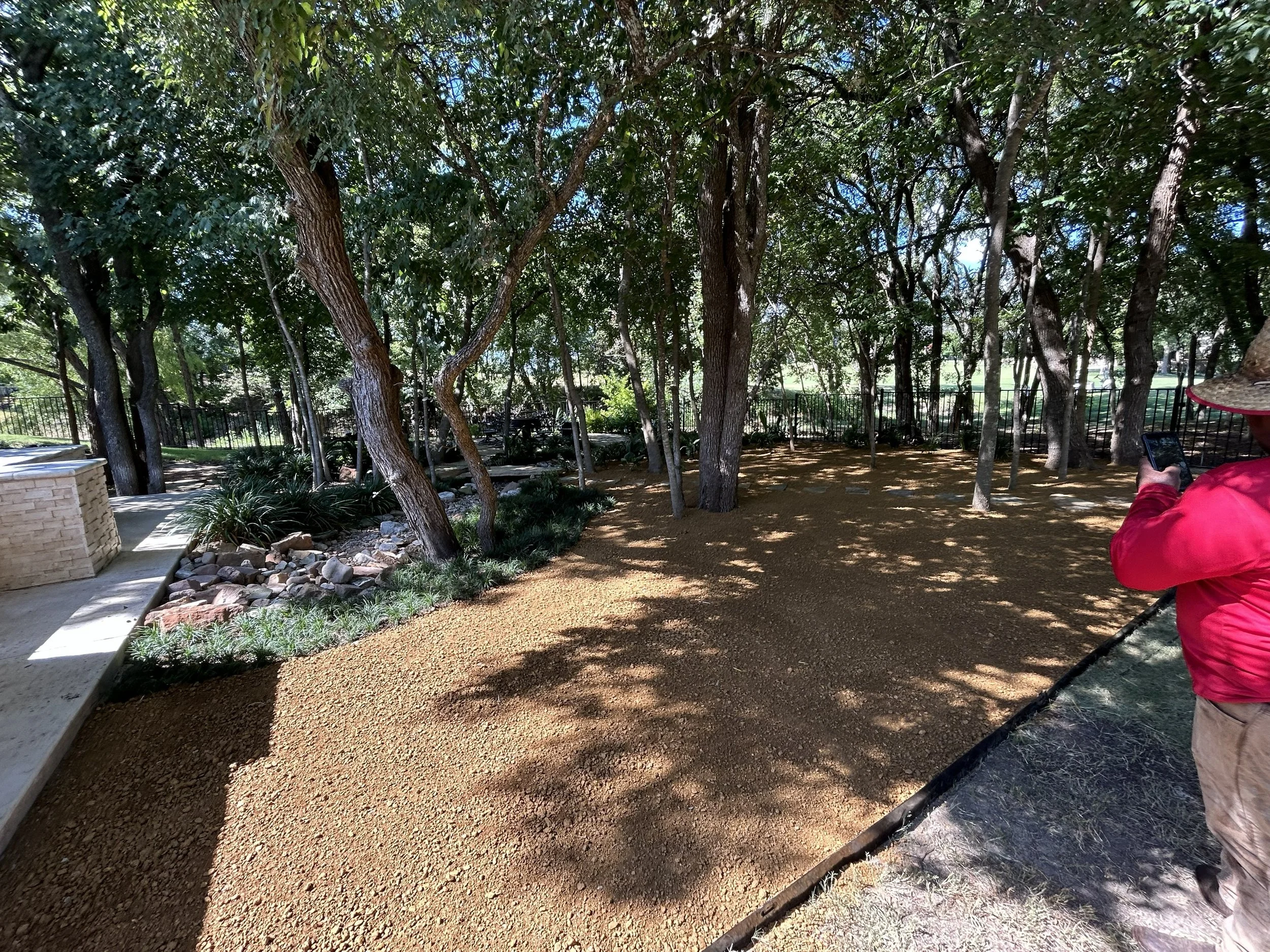 Photo of results of landscape installation showcasing the new walkable area
