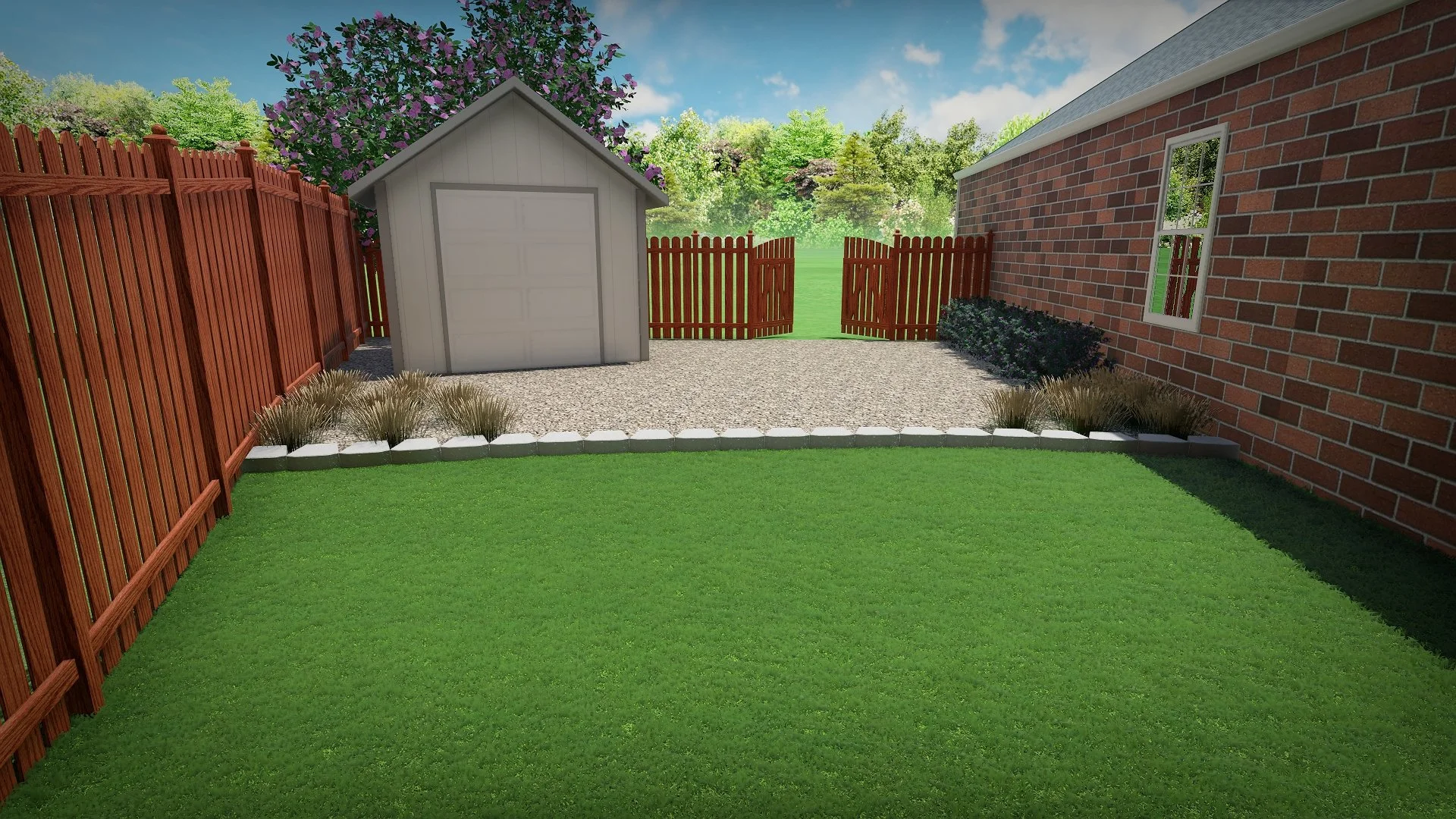 Concept image of shed area with new proposed aggregate and planting